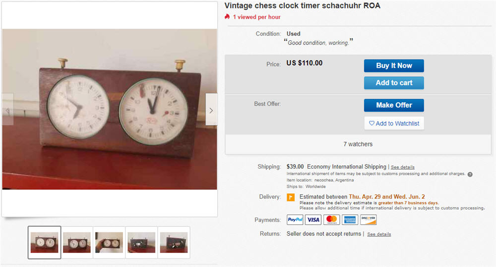 Vintage chess Clock Roa_ Reloj de ajedrez argentino Roa