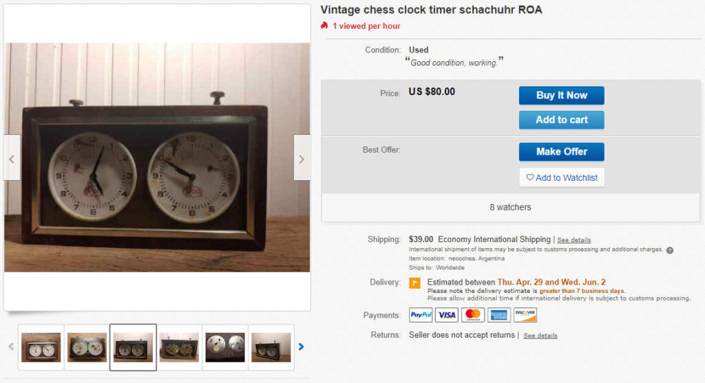 Vintage chess Clock Roa_ Reloj de ajedrez argentino Roa