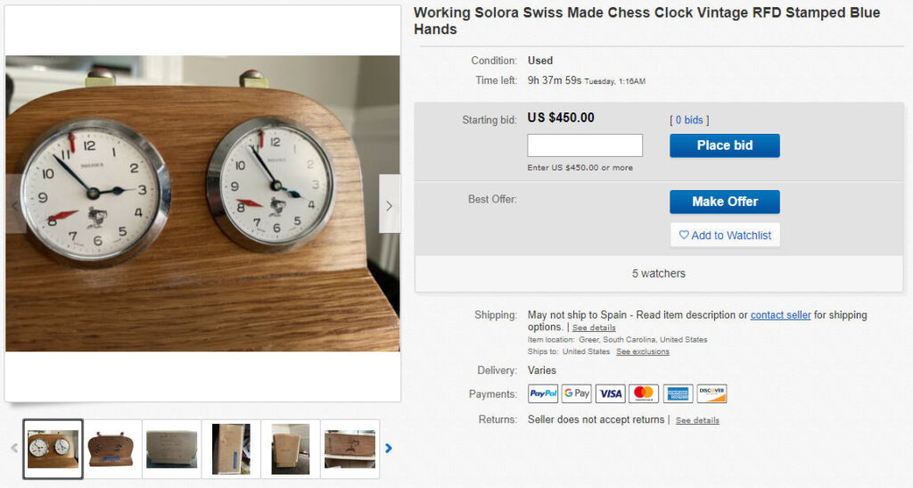 Vintage Chess Clock Solora